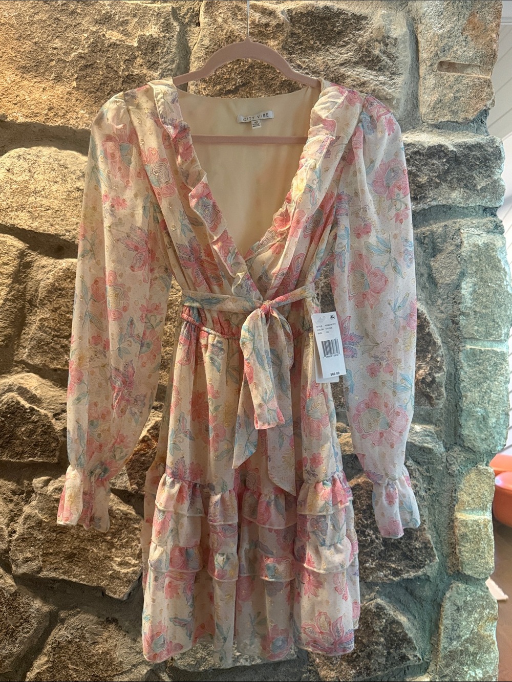City Vibe Pastel Pink and Cream Dress